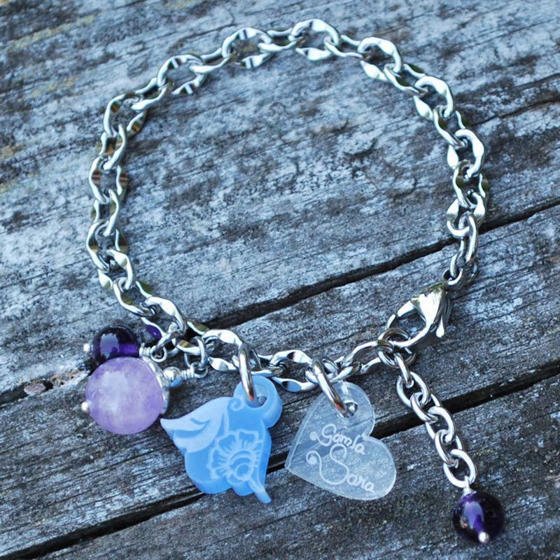 Armband med blåklocka och halvädelsten,  modell Augusta 