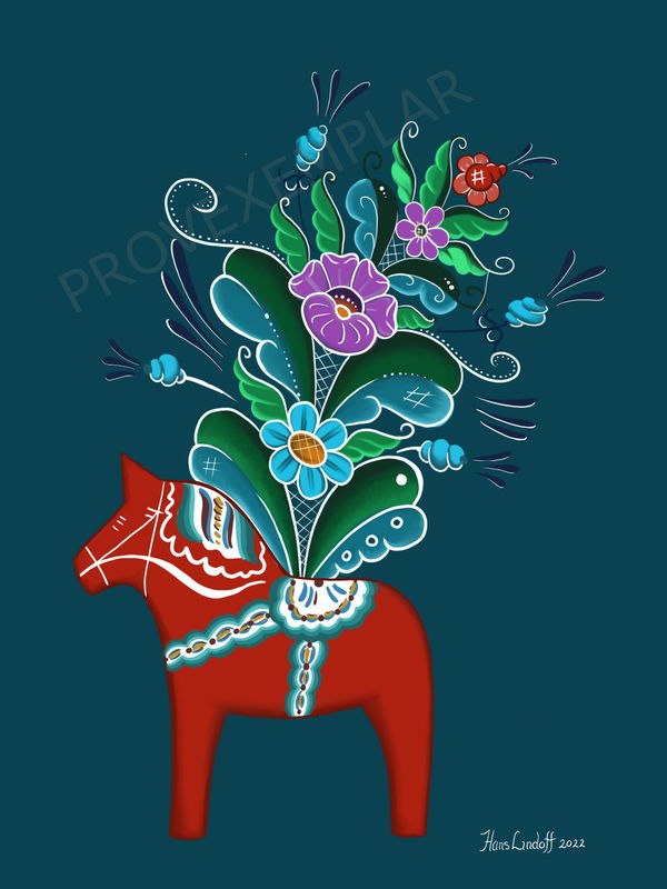 Canvastavla - Dalahäst & Kurbits