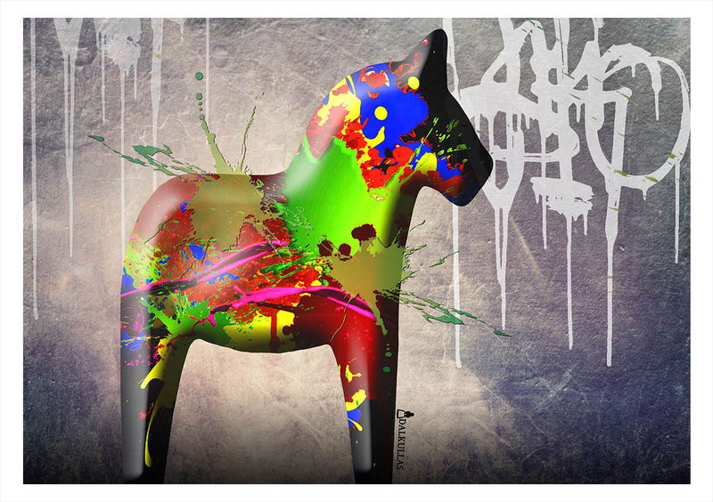 Canvastavla - Dalahäst "Graffiti" En häst