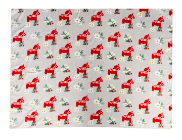 Fleecepläd Dalahästar "Orsa" 130x170 cm