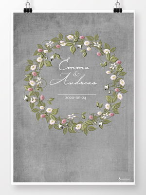 Bröllopstavla - Blomsterkrans