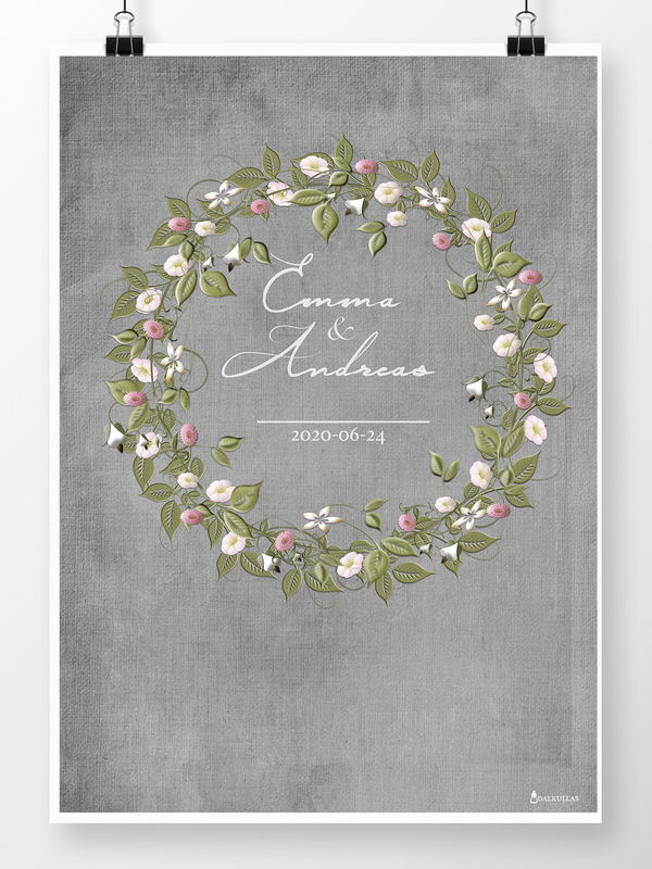 Bröllopstavla - Blomsterkrans
