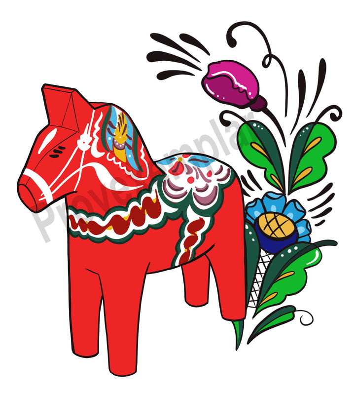 Bildekor - Dalahäst/kurbits för bil, husvagn och husbil