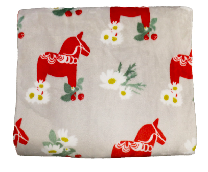 Fleecepläd Dalahästar "Orsa" 130x170 cm