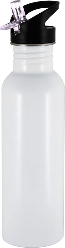 Sportflaska 0,75 l - Vattenflaska i rostfritt stål med inbyggt sugrör