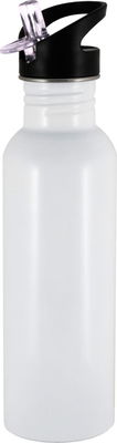 Sportflaska 0,75 l - Vattenflaska i rostfritt stål med inbyggt sugrör