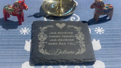 Glasunderlägg i skiffer - Jag behöver ingen terapi...