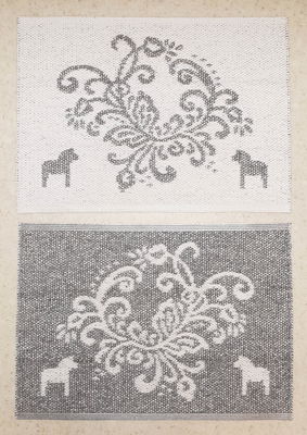 Kurbits dörrmatta med Dalahästar 50x70 cm - Vändbar vinylmatta