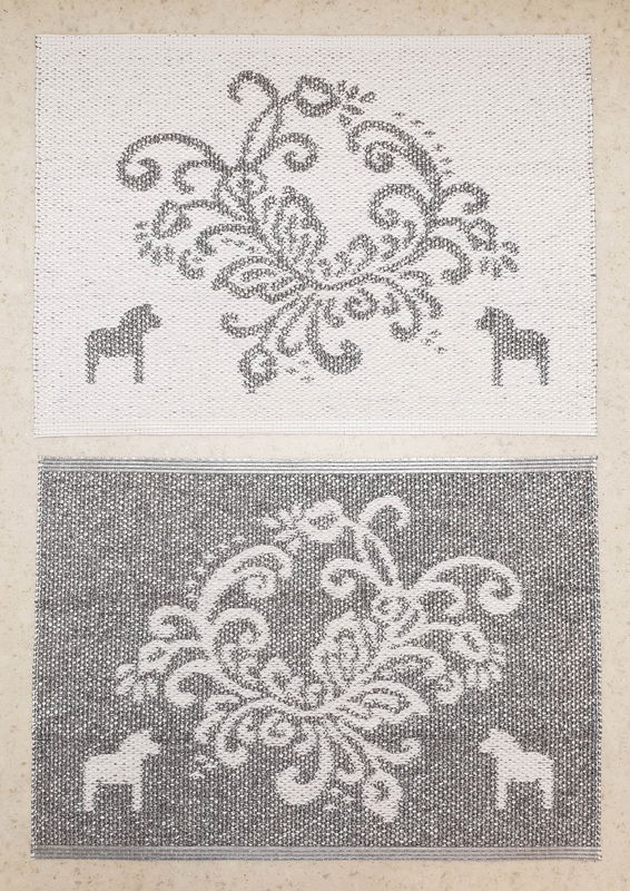 Kurbits dörrmatta med Dalahästar 50x70 cm - Vändbar vinylmatta