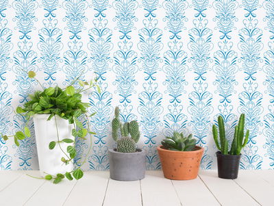 Tapet - Kurbits Leksand Vit/Blå