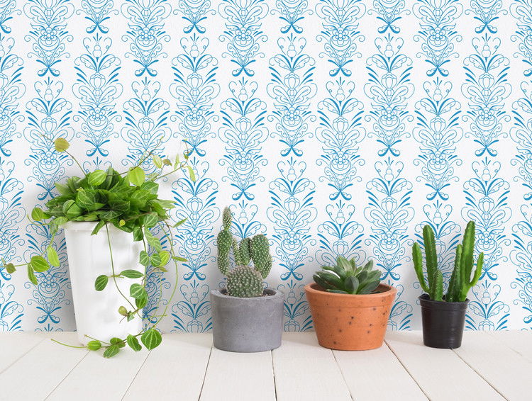 Tapet - Kurbits Leksand Vit/Blå