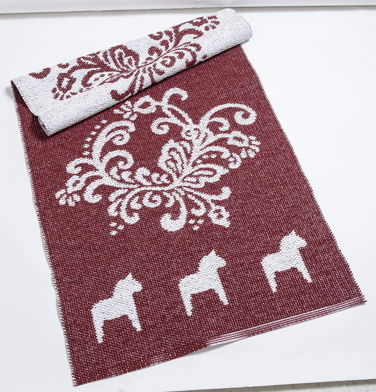 Kurbitsmatta med Dalahästar 70 x 200 cm - Vändbar vinylmatta