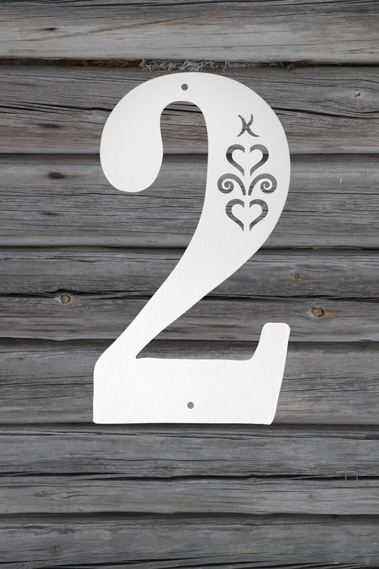 Fasadsiffra Hjärtespira , svart  eller vit