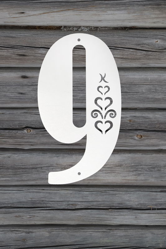 Fasadsiffra Hjärtespira , svart  eller vit