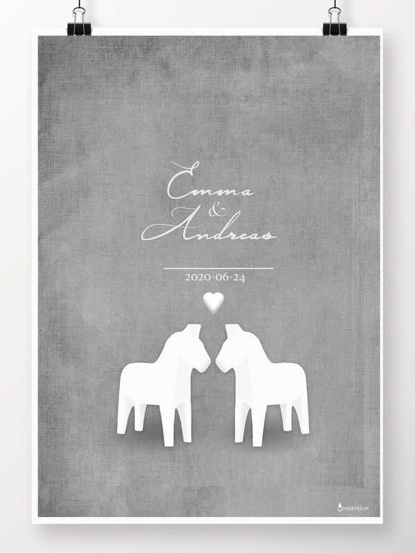 Bröllopstavla - Dalahästar