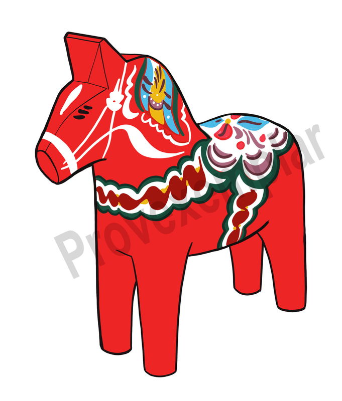 Bildekor - Dalahäst/kurbits för bil, husvagn och husbil