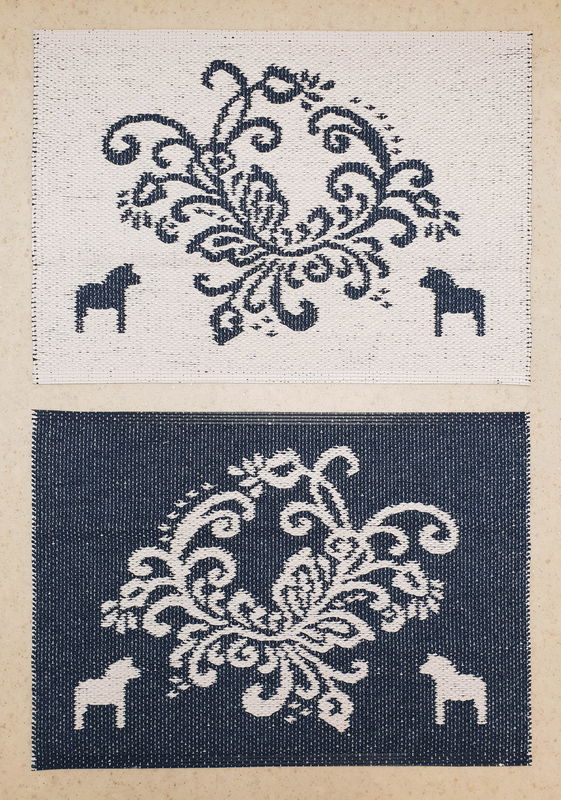 Kurbits dörrmatta med Dalahästar 50x70 cm - Vändbar vinylmatta