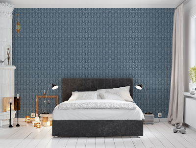 Tapet - Kurbits Leksand Blå/Vit