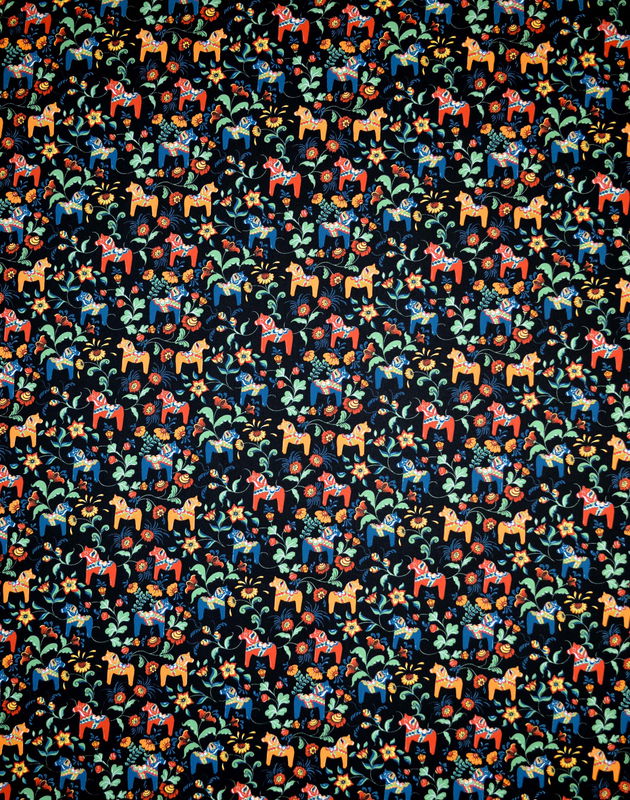 Tyg metervara - Dalahästar Mini