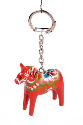 Nyckelring - Äkta Dalahäst 5 cm häst