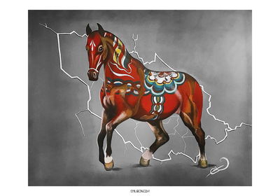 Canvastavla - Dalahäst Dalabakgrund