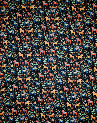 Tyg metervara - Dalahästar Mini