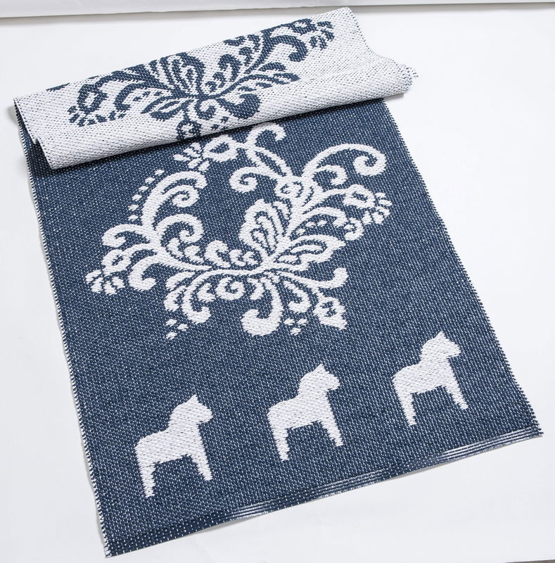 Kurbitsmatta med Dalahästar 70 x 150 cm - Vändbar vinylmatta