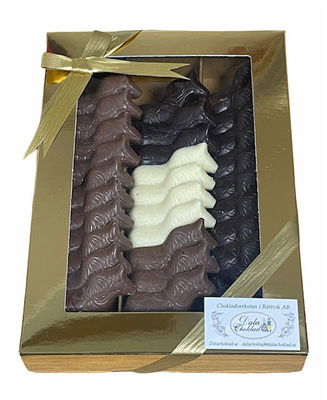 Presentask - 30 Dalahästar i choklad