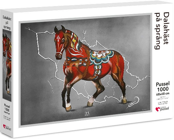  Pussel 1000 bitar - Dalahäst med Dalabakgrund