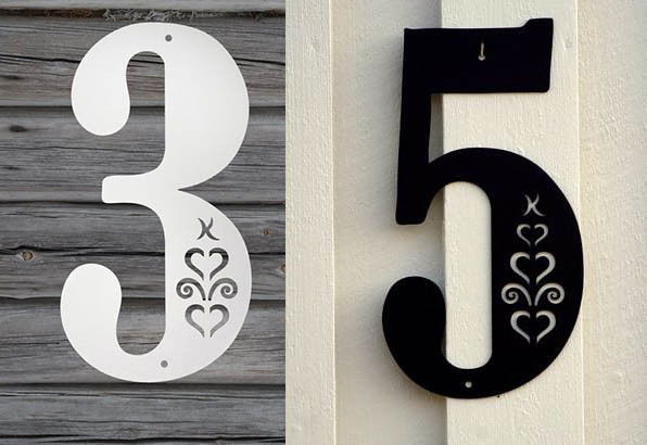 Fasadsiffra Hjärtespira , svart  eller vit