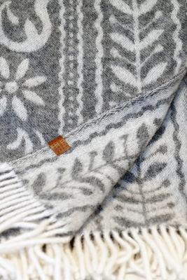 Pläd - "Anno 1862" mönster från handtryckt tapet från Dalarna