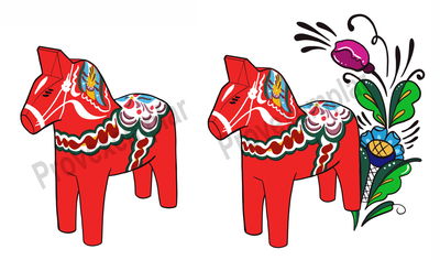 Bildekor - Dalahäst/kurbits för bil, husvagn och husbil