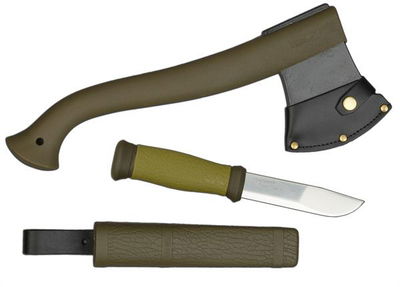 Outdoor Kit MG Grönt, set med kniv och yxa