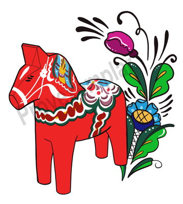 Bildekor - Dalahäst/kurbits för bil, husvagn och husbil