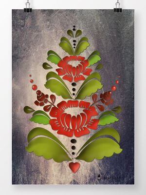 Canvastavla - Kurbits i röda och gröna nyanser på stenvägg