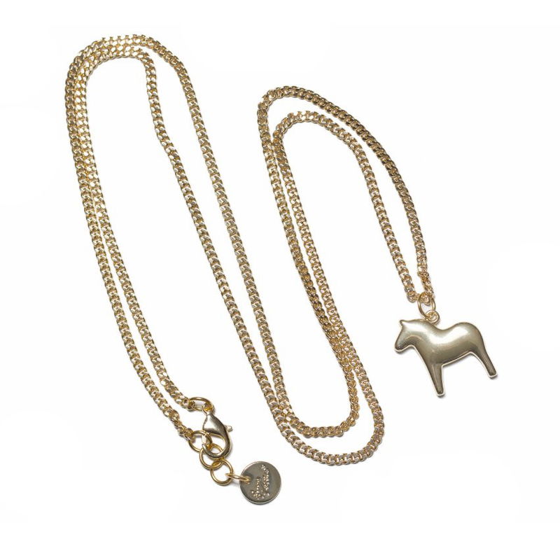 Halsband 85 cm - Dalahäst Guld