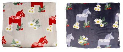 Fleecepläd Dalahästar "Orsa" 130x170 cm