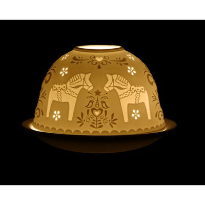 Ljuslykta i keramik - Dalahästar