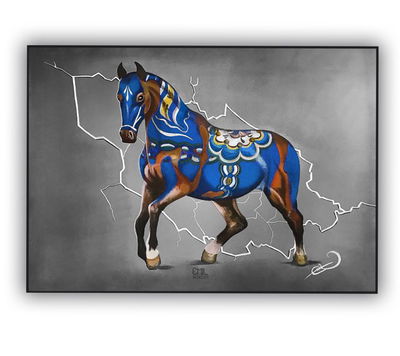 Canvastavla - Dalahäst Dalabakgrund - Blå