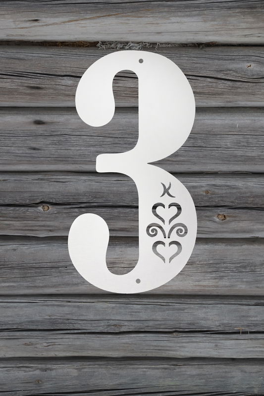 Fasadsiffra Hjärtespira , svart  eller vit