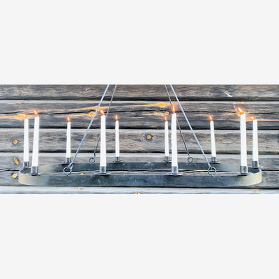 Ljuskrona i linoljebränt järnsmide 10 ljus