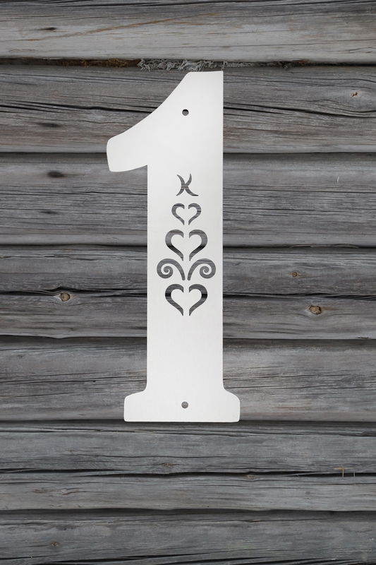 Fasadsiffra Hjärtespira , svart  eller vit