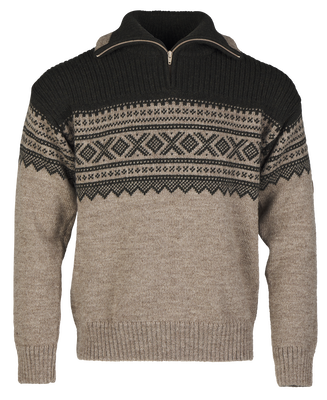 Bråtens Marius sweater with zip green/beige