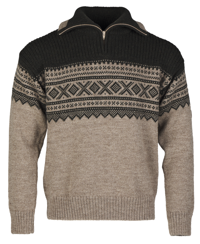 Bråtens Marius sweater with zip green/beige