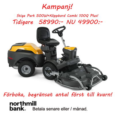 Kampanj Stiga bensindriven åkgräsklippare Park 500 W + Klippbord 100 Q Plus