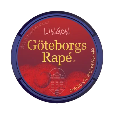 Göteborgs Rapé Lingon Vit Portion fram