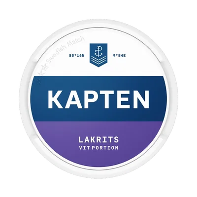 Kapten Lakrits Vit Portion fram