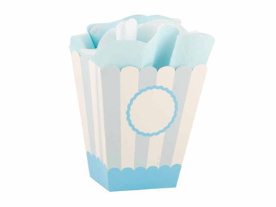 Popcornboxar blå/vit – 6,5 × 8 × 15 cm – 4-pack