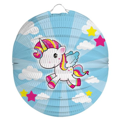 Blå Folat Unicorn papperslykta med enhörning, 22 cm
