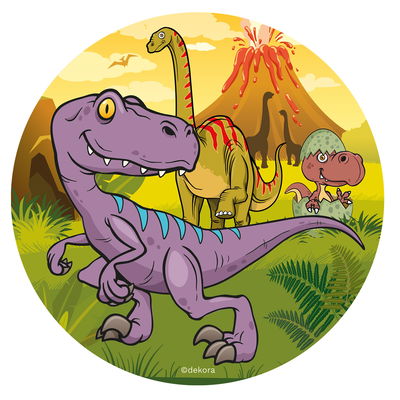 236028-6 DISCOS COMESTIBLE TARTA DINOSAURIO 20CM_3